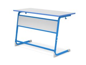 Стол ученический ЭЛЛИПС регулируемый цельносварной 2-местный «Точка роста» (гр. 4-6, мк. Голубой, ст. Серая)