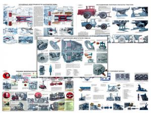 Плакаты ПРОФТЕХ "Текущий ремонт энергонасыщенных тракторов" (30 пл, винил, 70х100)